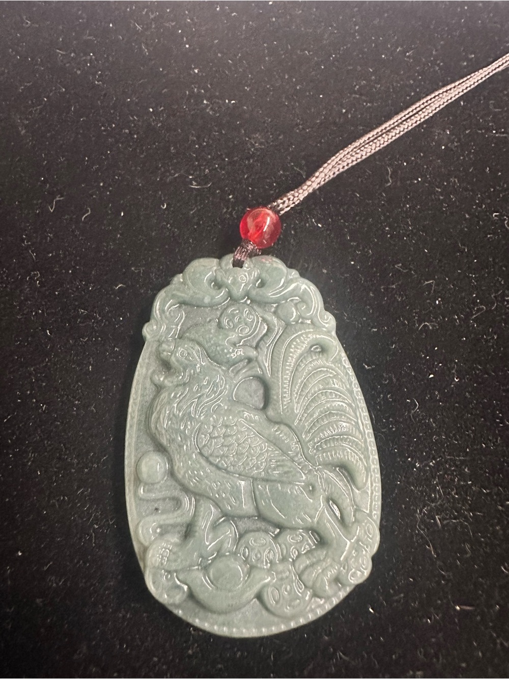 Green Jade Carved Rooster Pendant Necklace - Unbranded